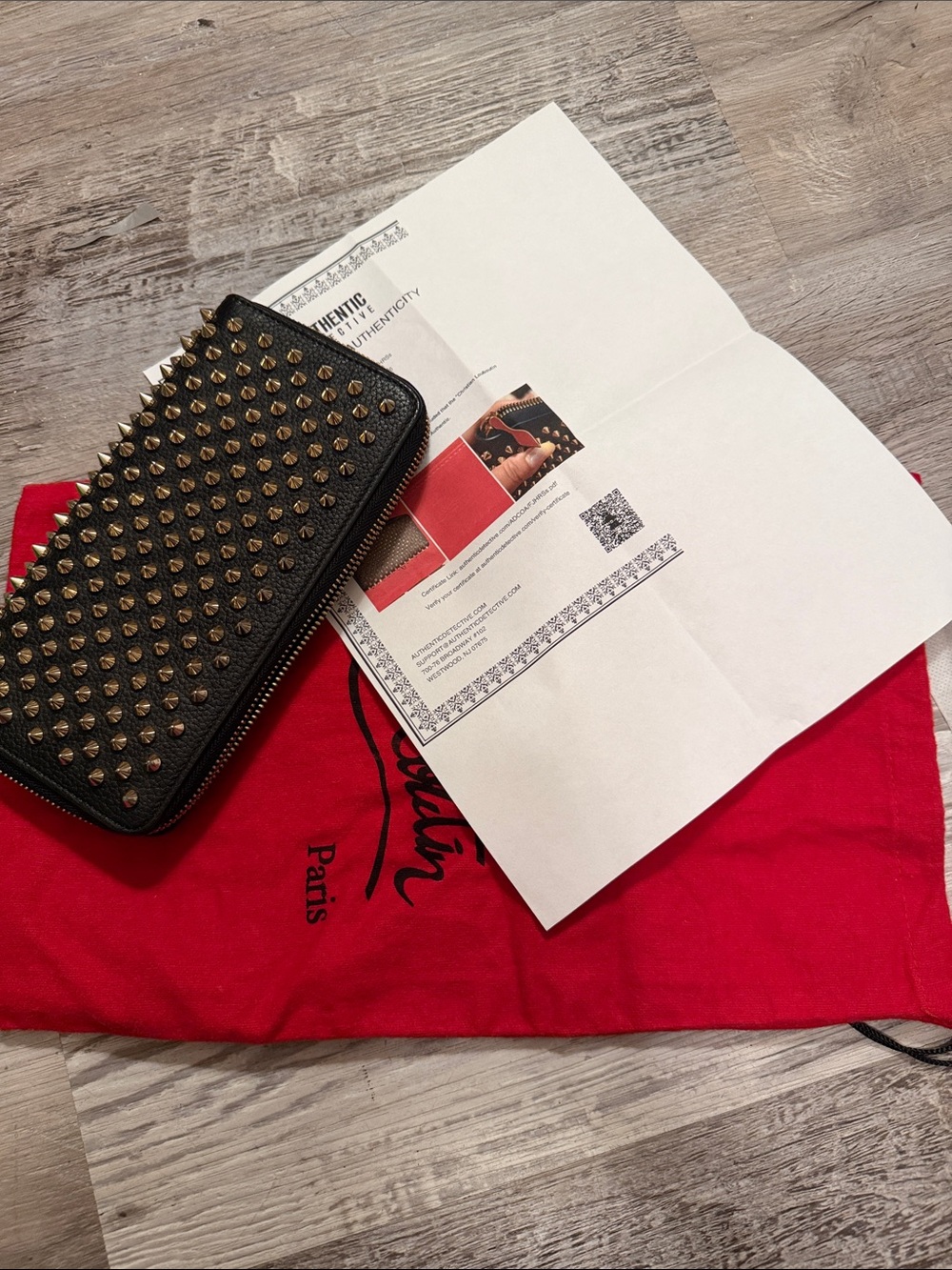 Christian Louboutin Black Money Clip with Gold-Tone Studs
